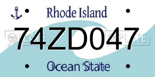 74ZD047 Rhode Island License Plate