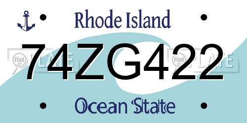 74ZG422 Rhode Island License Plate