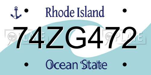 74ZG472 Rhode Island License Plate