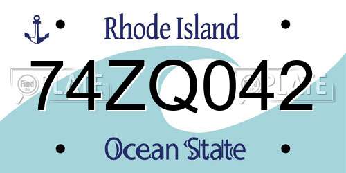 74ZQ042 Rhode Island License Plate