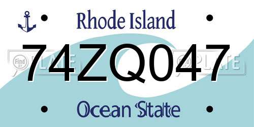 74ZQ047 Rhode Island License Plate