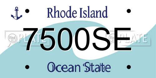 7500SE Rhode Island License Plate