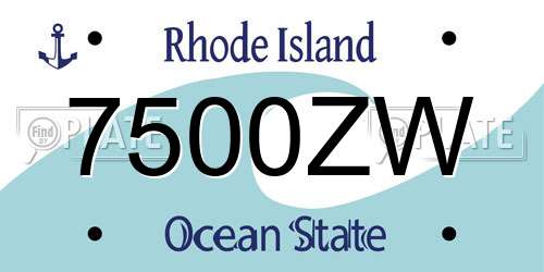 7500ZW Rhode Island License Plate