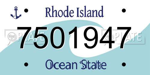 7501947 Rhode Island License Plate