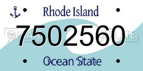 7502560 Rhode Island License Plate