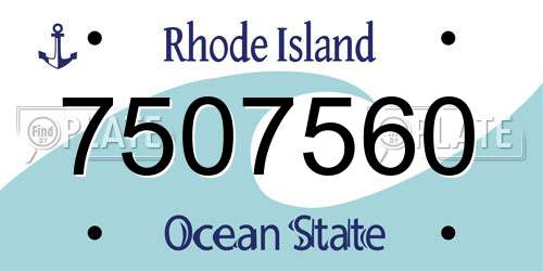 7507560 Rhode Island License Plate