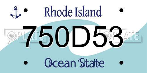 750D53 Rhode Island License Plate