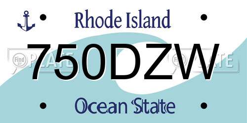 750DZW Rhode Island License Plate