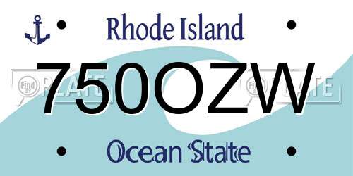 750OZW Rhode Island License Plate