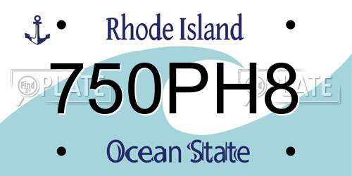 750PH8 Rhode Island License Plate