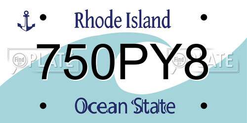 750PY8 Rhode Island License Plate
