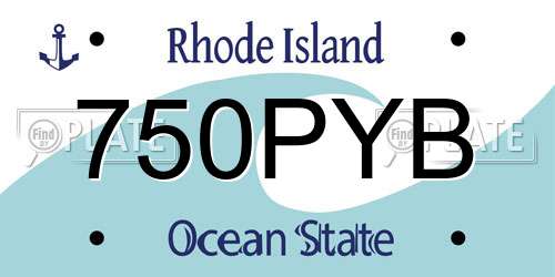 750PYB Rhode Island License Plate