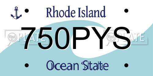 750PYS Rhode Island License Plate