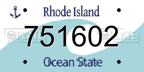751602 Rhode Island License Plate