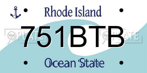 751BTB Rhode Island License Plate