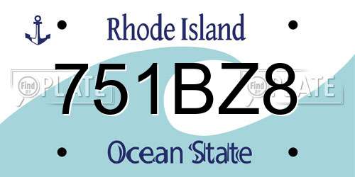 751BZ8 Rhode Island License Plate