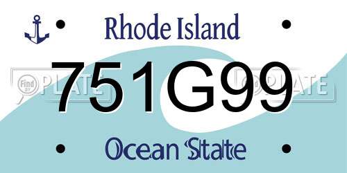 751G99 Rhode Island License Plate