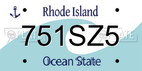 751SZ5 Rhode Island License Plate
