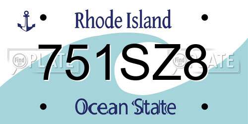 751SZ8 Rhode Island License Plate