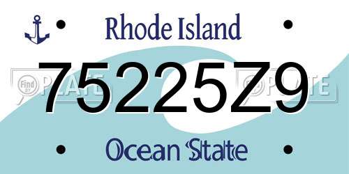 75225Z9 Rhode Island License Plate