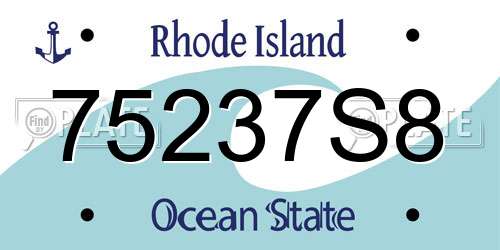 75237S8 Rhode Island License Plate