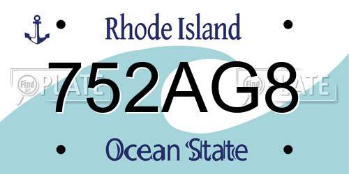 752AG8 Rhode Island License Plate