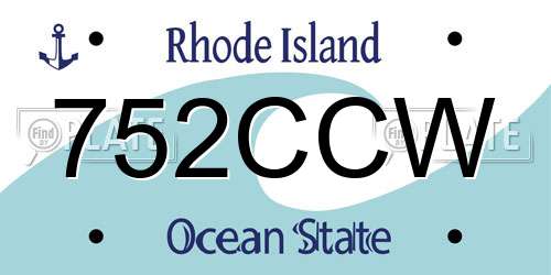 752CCW Rhode Island License Plate
