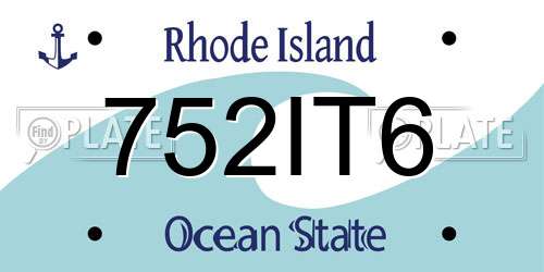 752IT6 Rhode Island License Plate