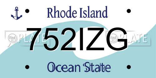 752IZG Rhode Island License Plate