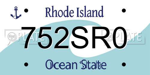 752SR0 Rhode Island License Plate