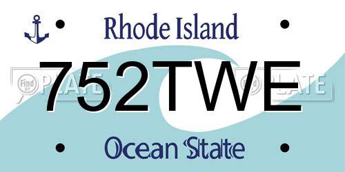 752TWE Rhode Island License Plate