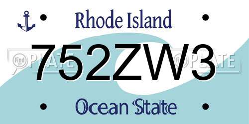 752ZW3 Rhode Island License Plate
