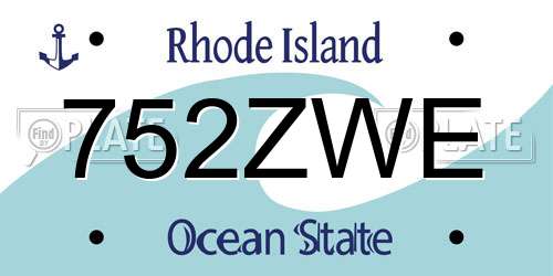 752ZWE Rhode Island License Plate