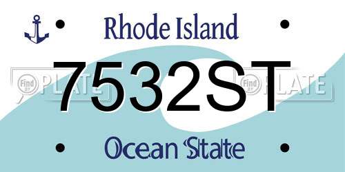 7532ST Rhode Island License Plate