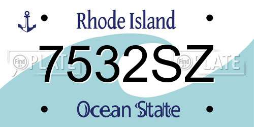 7532SZ Rhode Island License Plate