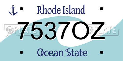 7537OZ Rhode Island License Plate
