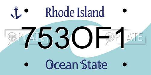 753OF1 Rhode Island License Plate