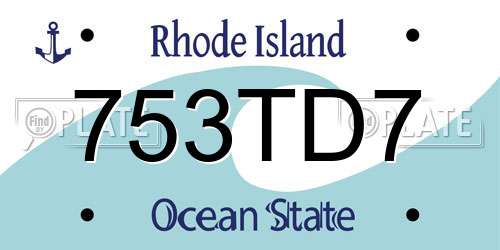 753TD7 Rhode Island License Plate