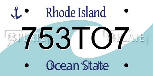 753TO7 Rhode Island License Plate