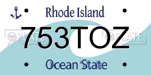 753TOZ Rhode Island License Plate