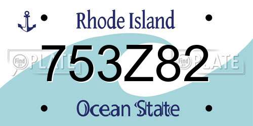 753Z82 Rhode Island License Plate