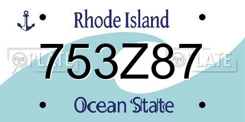 753Z87 Rhode Island License Plate