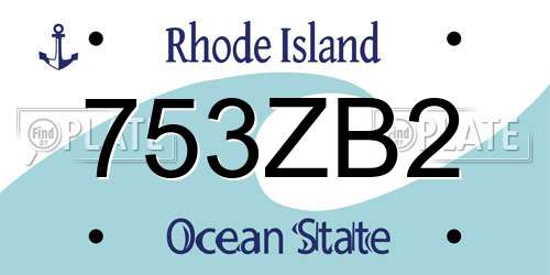 753ZB2 Rhode Island License Plate