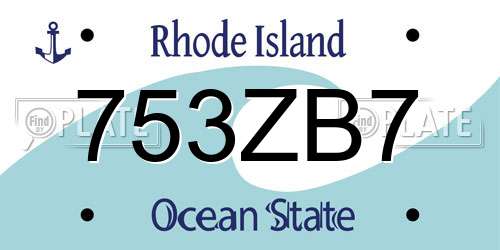 753ZB7 Rhode Island License Plate