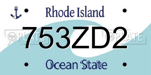 753ZD2 Rhode Island License Plate