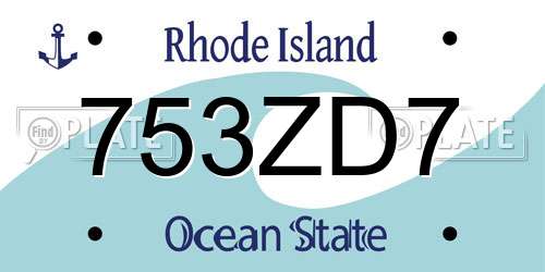 753ZD7 Rhode Island License Plate
