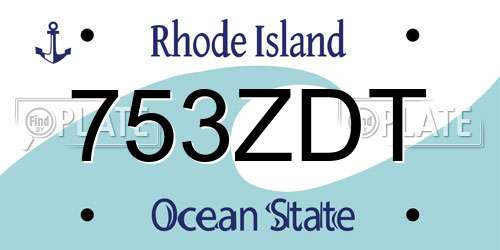 753ZDT Rhode Island License Plate