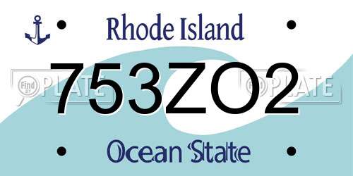 753ZO2 Rhode Island License Plate