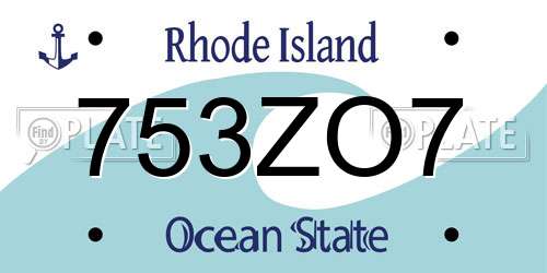 753ZO7 Rhode Island License Plate