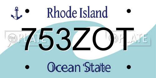 753ZOT Rhode Island License Plate